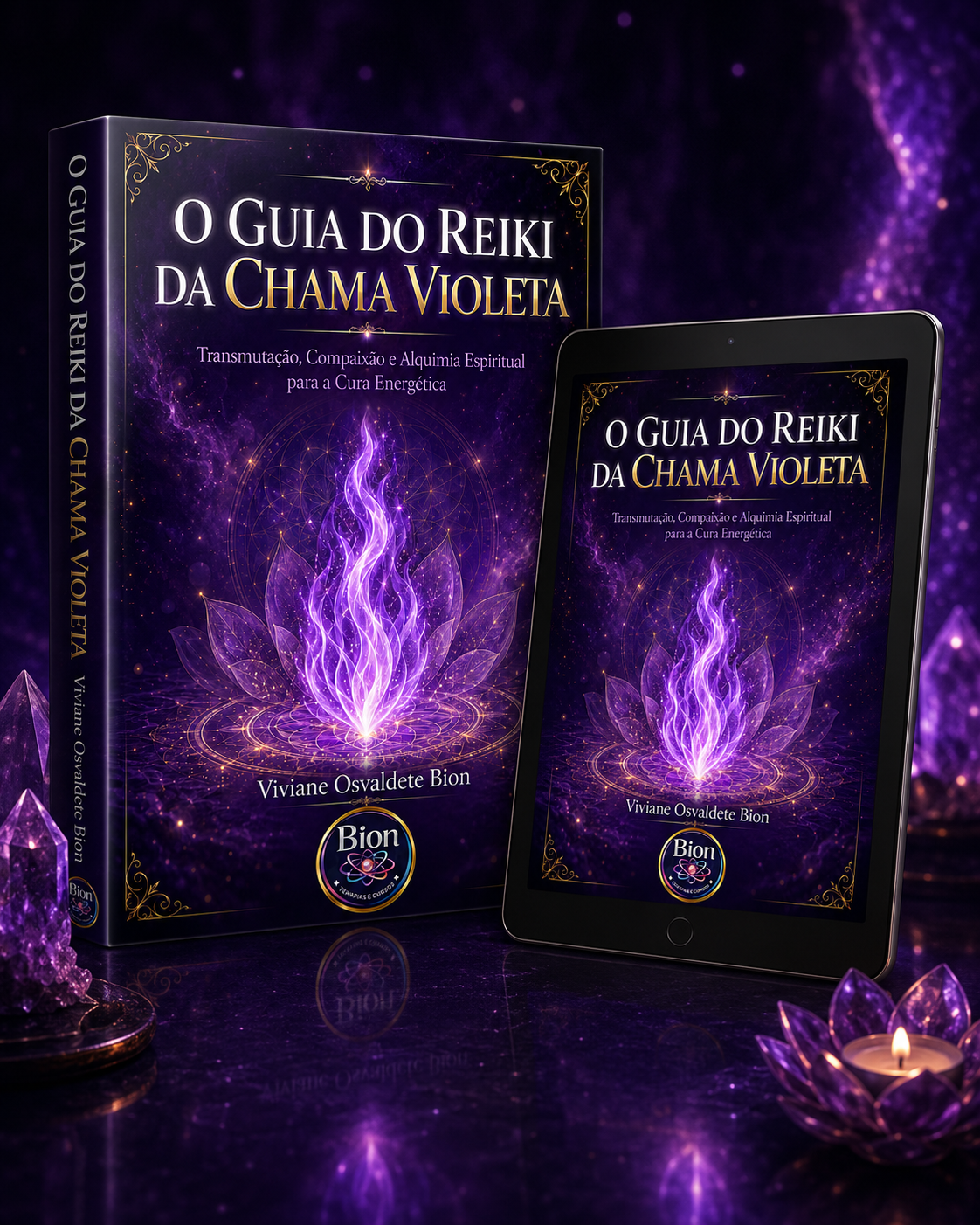 Mockup 3D O Guia do Reiki da Chama Violeta 